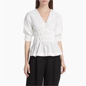 Simkai White V-Neck Blouse
